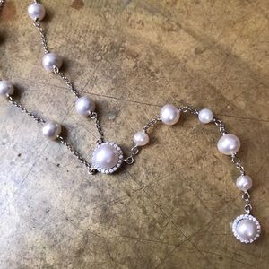 925 Silver, Pearl, Swarovski Necklace by Arabella